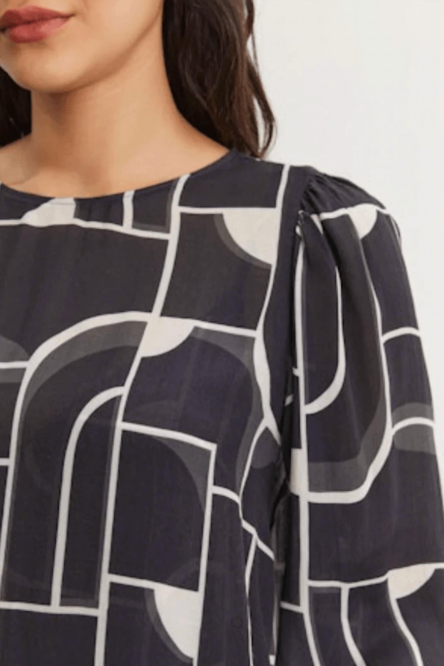 Velvet By Graham & Spencer - Desta Bauhaus Print Blouse