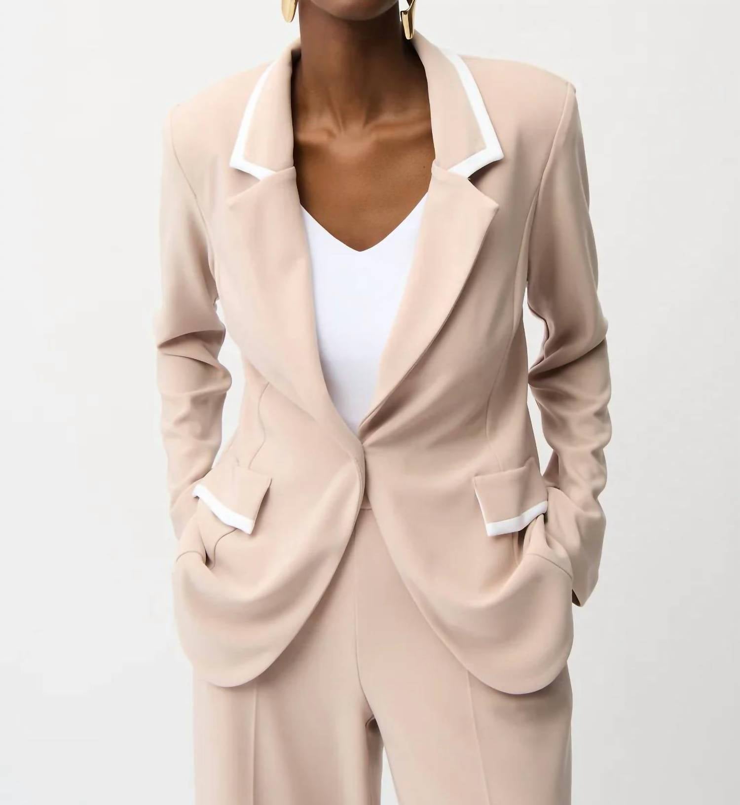 Joseph Ribkoff - Contrast Trim Long Sleeve Blazer