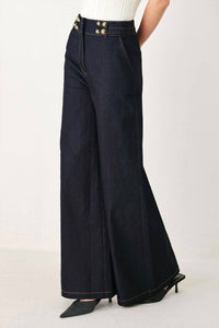 Flying Tomato - Polished Wide-leg Denim Pants