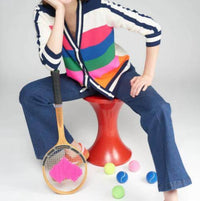Vilagallo - Striped Tennis Knit Cardigan
