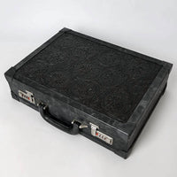 Ls Western - Hand-Tooled Floral Leather Jewelry Case with Dual Combination Locks