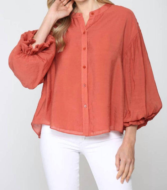 Fate - Puff Sleeve Button-Down Blouse