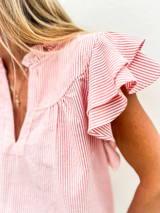Ee:Some - Sass & Stripes Ruffle Top