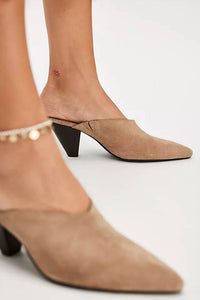 Free People Stellar Mule Sandal in faded saddle suede - women's shoe - detail view