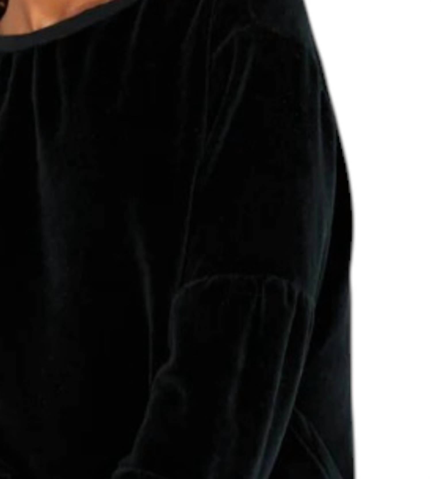 Project Social T - Neptune Ruched Sleeve Velour Crew Sweatshirt