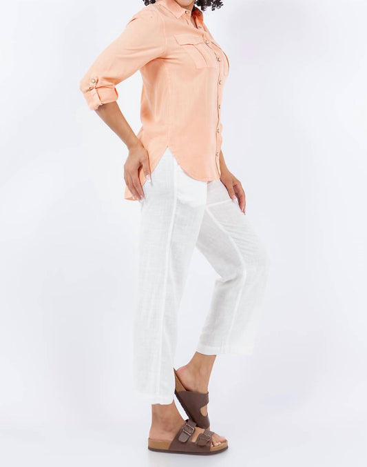 Paparazzi - Tencel Slub Snap Front Long Sleeve Shirt