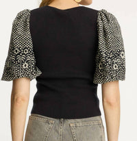 CABALLERO Andrea Knit Top in indigo - women's blouse - detail view