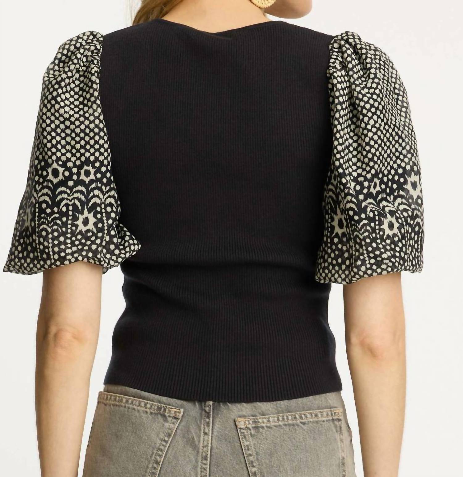CABALLERO Andrea Knit Top in indigo - women's blouse - detail view