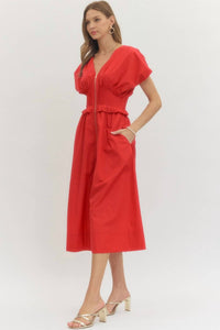 Entro - Women's Solid Smock Waist Dress