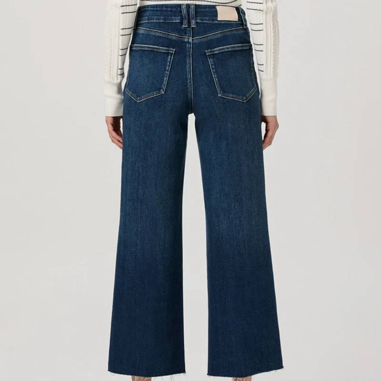 Paige - Anessa Raw Hem Wide Leg Jeans