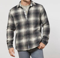 JOHNNIE-O Jerome Flannel Shacket in charcoal - men's long sleeve top