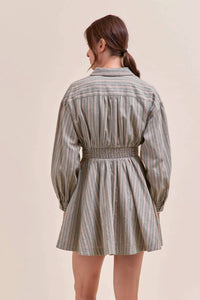 &Merci - Striped Ruched-waist Mini Dress
