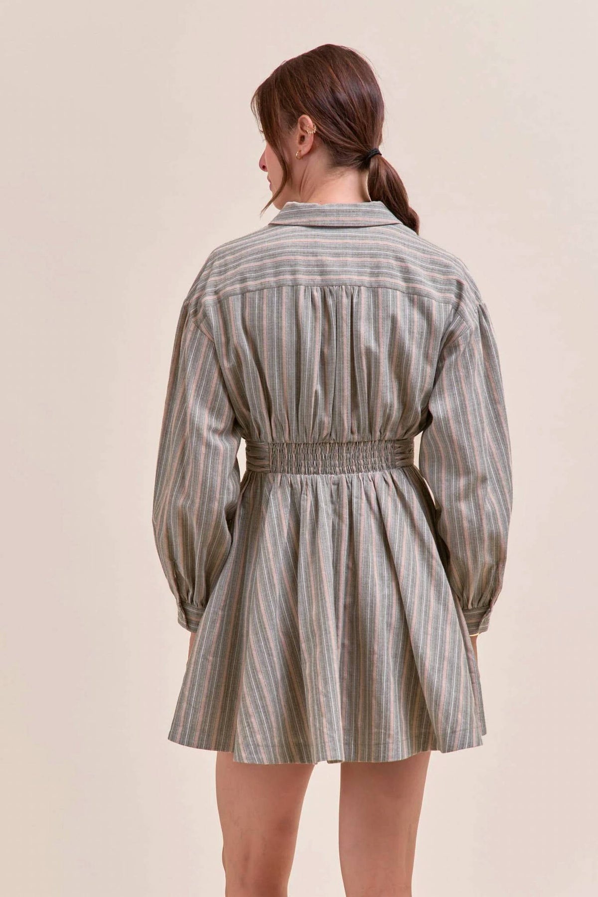 &Merci - Striped Ruched-waist Mini Dress
