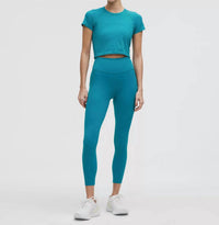 lululemon Fast and Free High Rise Tight in hawaiian blue - women's pants - detail view