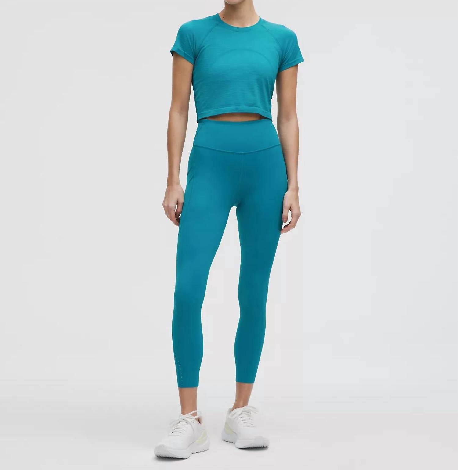 lululemon Fast and Free High Rise Tight in hawaiian blue - women's pants - detail view