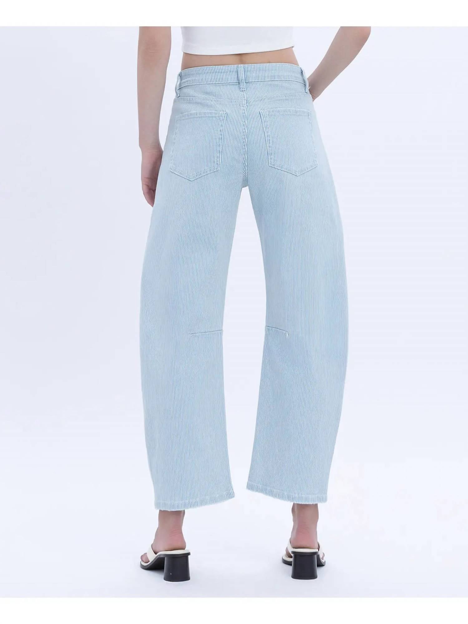 Vervet By Flying Monkey - Super High Rise Striped Barrel Leg Jeans