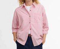 Barbour Polly Striped Relaxed Shirt in poppy red stripe - women's shirt