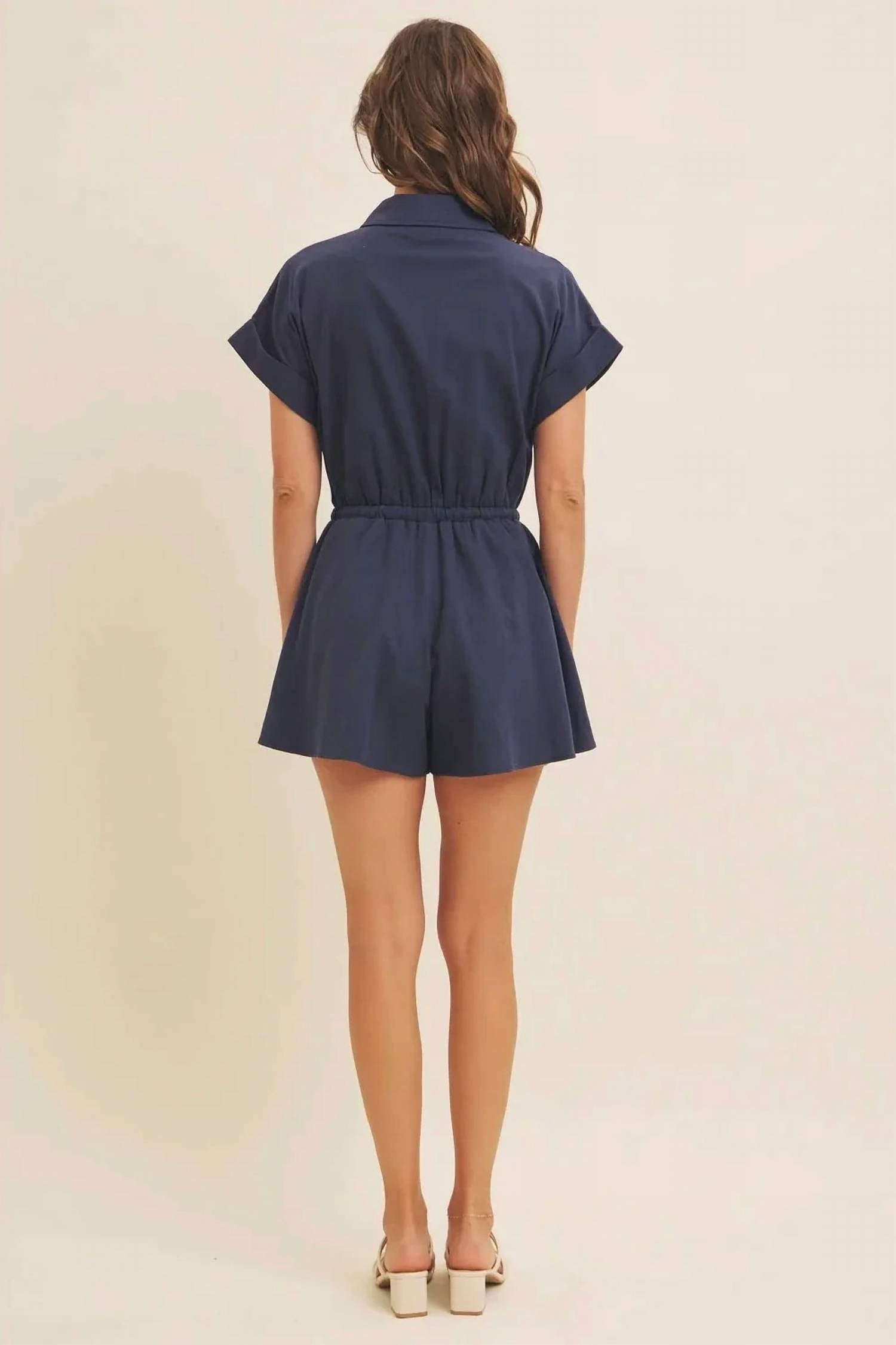In February - Twill Button Down Shirt Romper