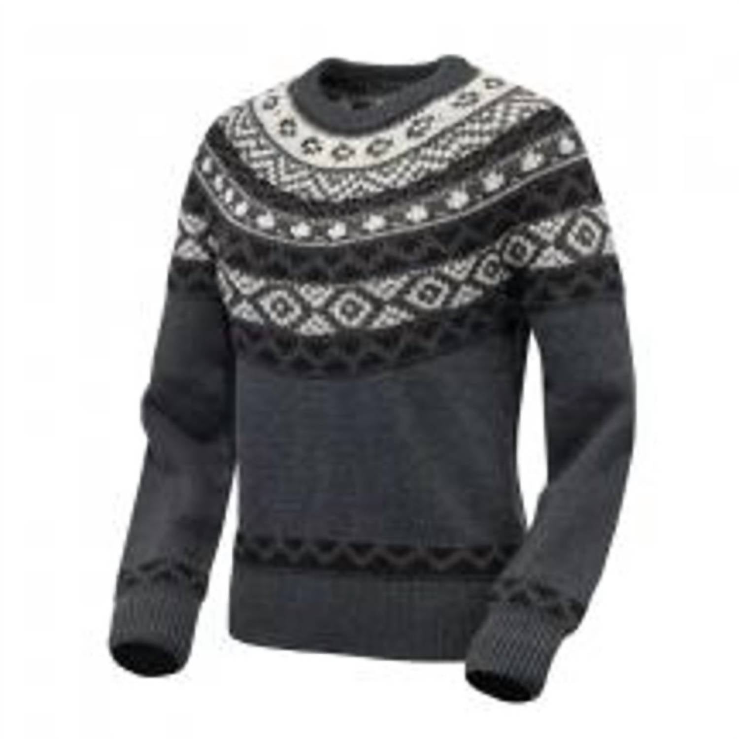 Ski-Doo Women's Warm Fair Isle Long Sleeve Pullover Sweater in cream and navy - women's sweater - detail view