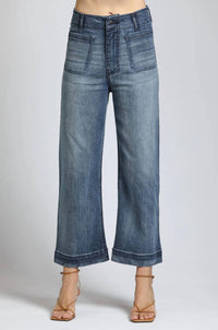 APNY Just In Time Cropped Wide Leg Pants in time cropped wide leg pants in indigo - women's pants - view 4