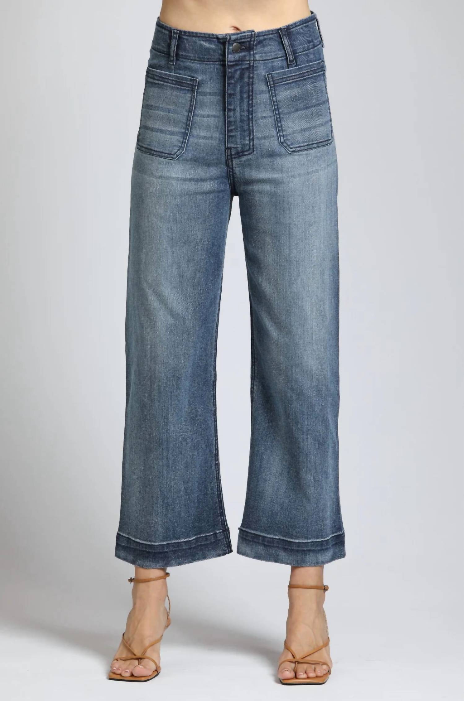 APNY Just In Time Cropped Wide Leg Pants in time cropped wide leg pants in indigo - women's pants - view 4