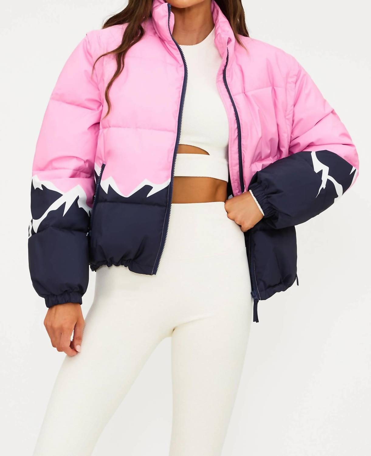 Beach Riot Kris Convertible Puffer Jacket in snowy peaks - women's jacket