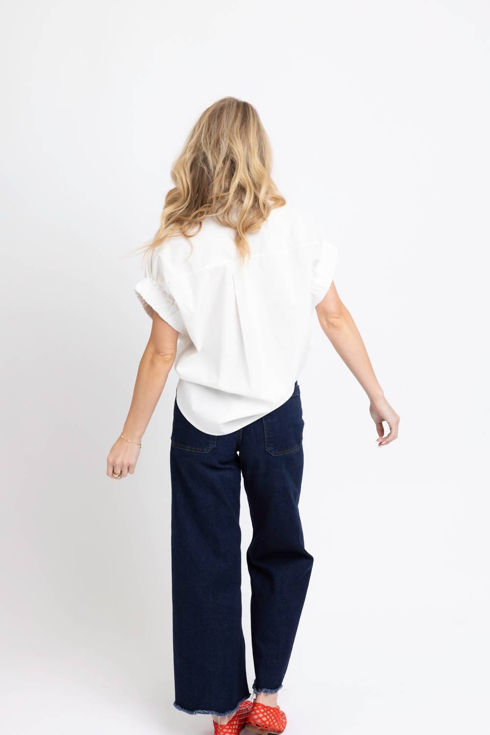 Karlie - Solid Poplin Jeweled Top