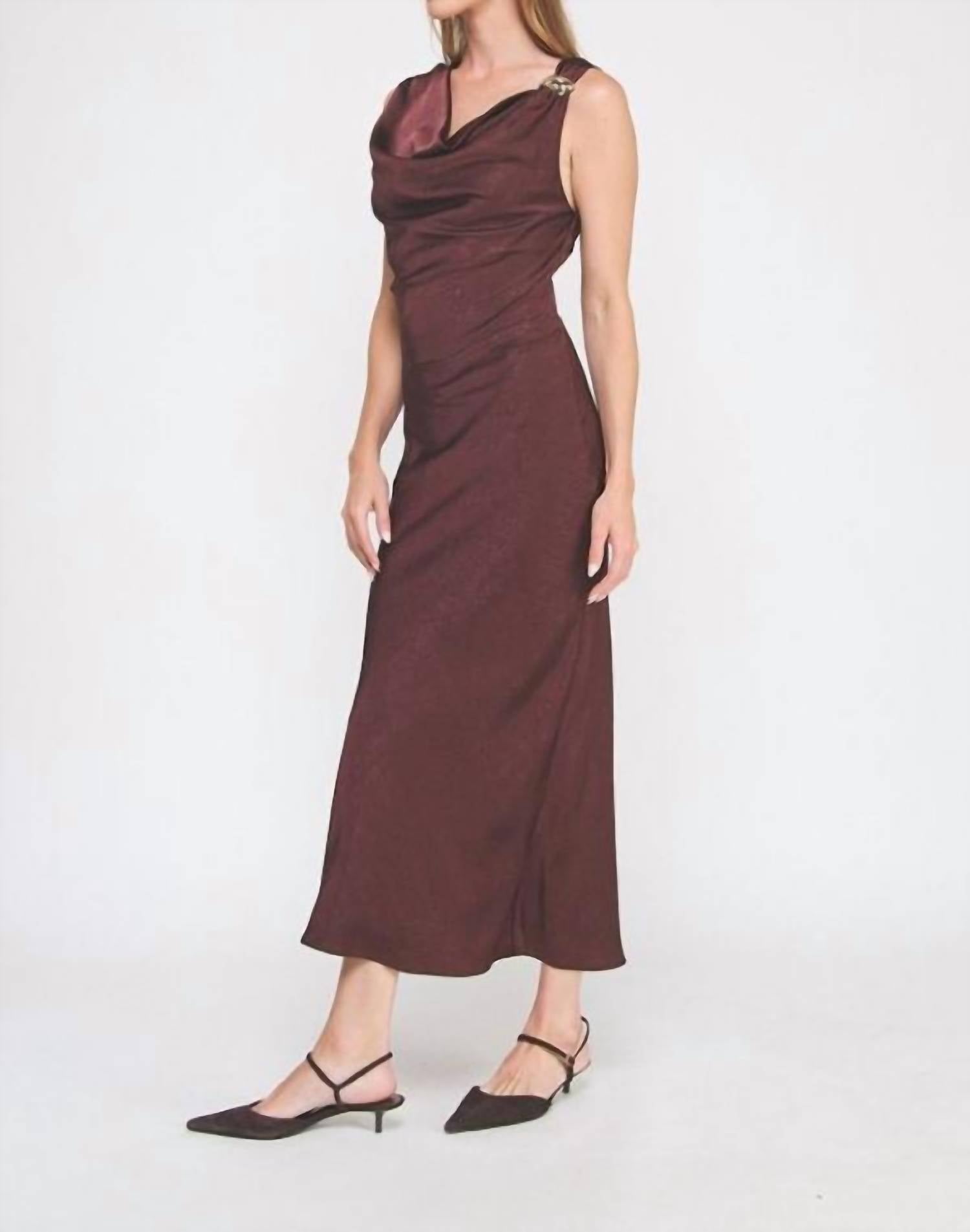 Allie Rose - Starlight Satin Cowl Midi Dress