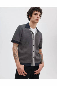 Rag & Bone - Harvey Contrast Trim Knit Camp Shirt