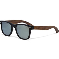 GOWOOD Men's Walnut Wood Mirrored Polarized Sunglasses in black brown - men's accessory - detail view