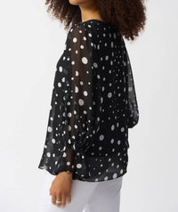 Joseph Ribkoff - Polka Dot Puff Sleeve Chiffon Top
