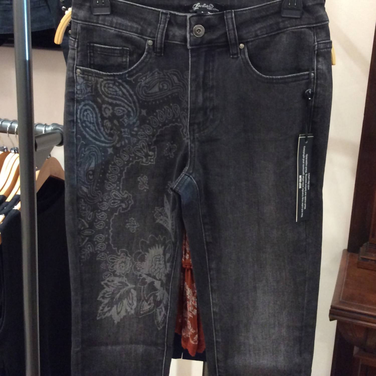 Charlie B - Women's Printed Embroidery Denim Pants