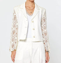 current air Crochet Lace Detail Jacket in ivory - women's jacket