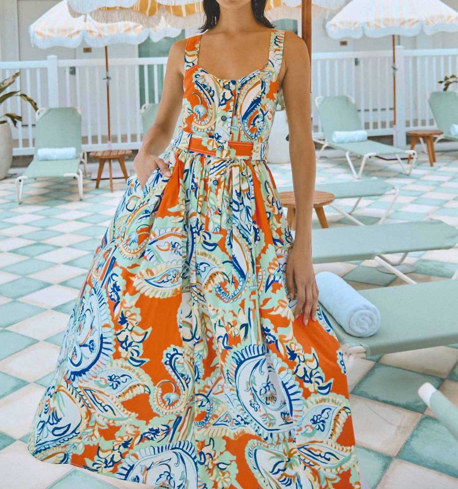 Hunter Bell - Cleo Painted Flower Pattern Maxi Dress