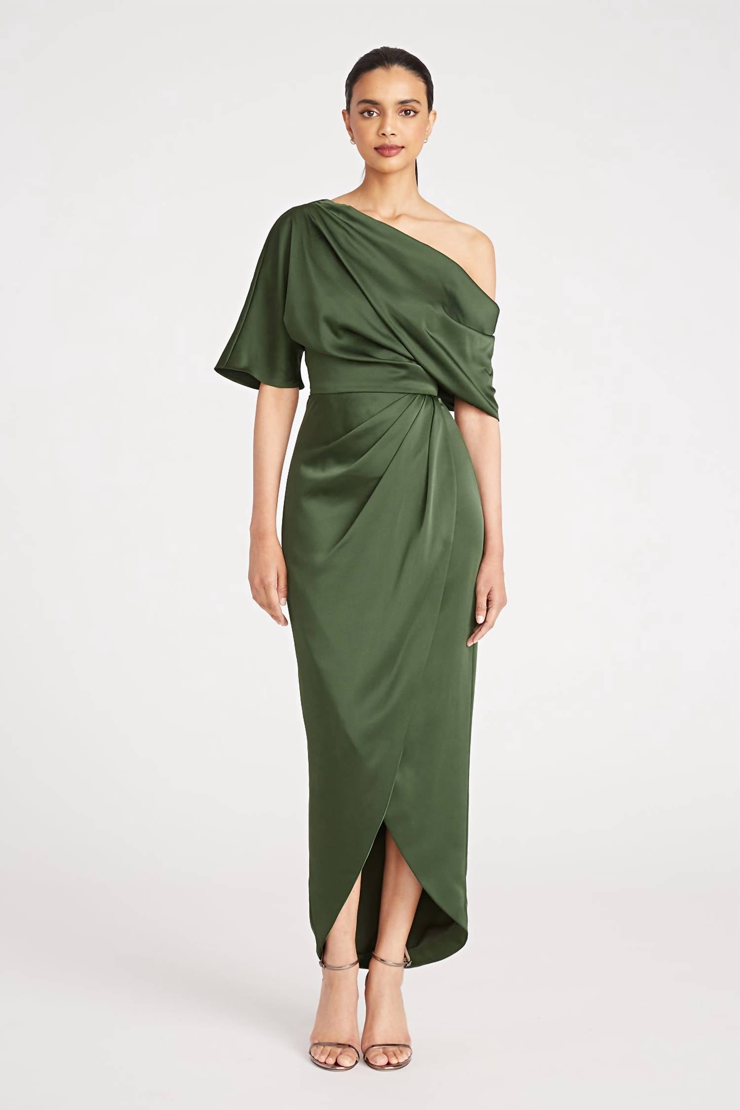 Theia - Rayna One Shoulder Draped Gown