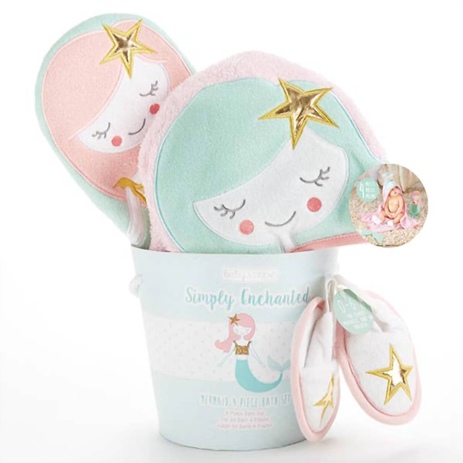 Baby Aspen - Girl's Simply Enchanted Mermaid 4 Piece Bathtime Gift Set