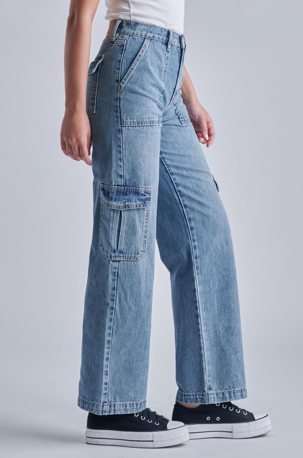 Hidden - Cargo Wide Leg Dad Jean