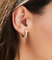 spartina 449 Women's Shine On Pavé Hoop Earrings in gold - women's jewelry - detail view