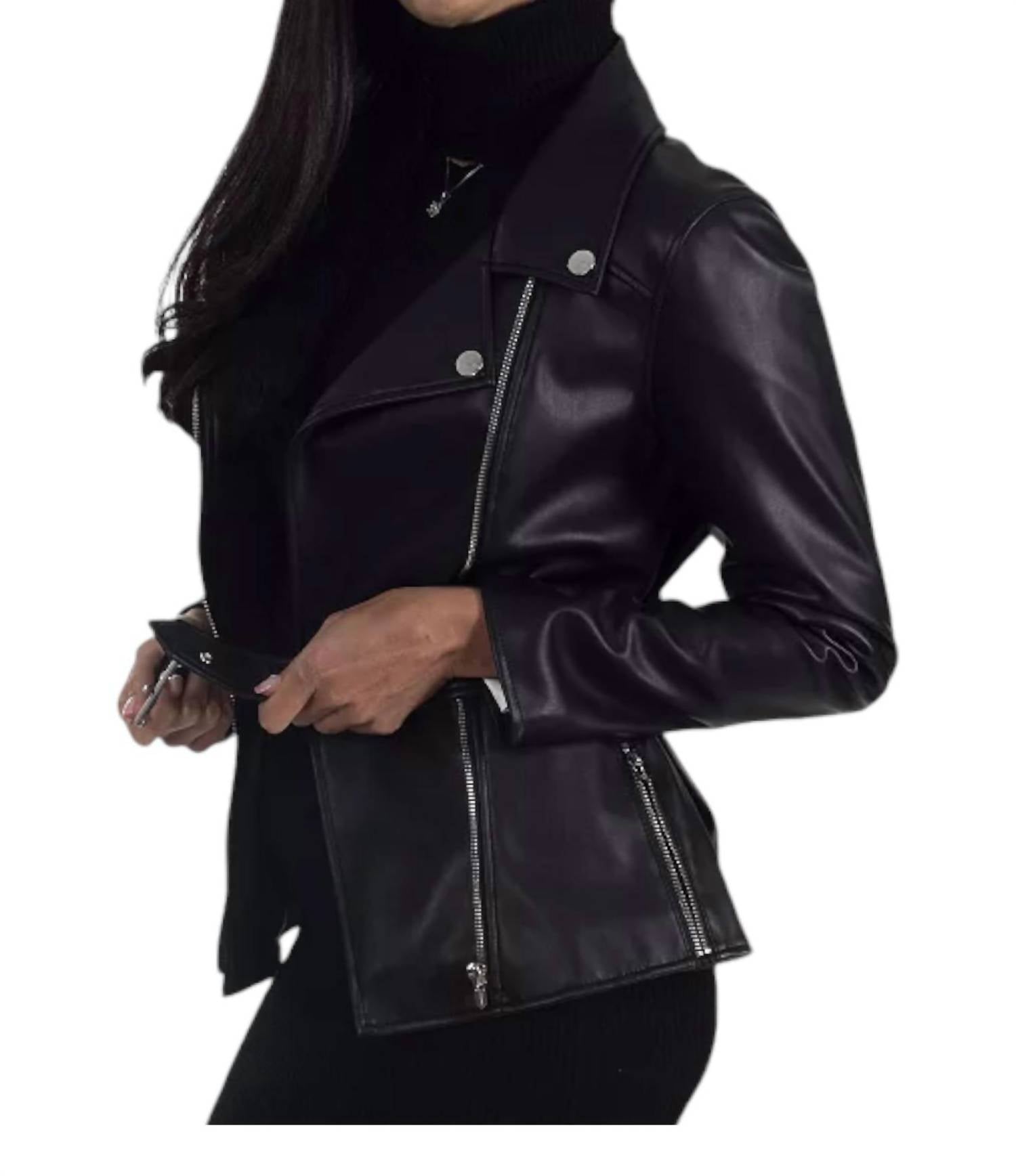 Nine West - Faux Leather with Belt Biker Jacket