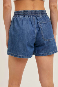 Bluivy - Denim Drawstring Skort With Pockets