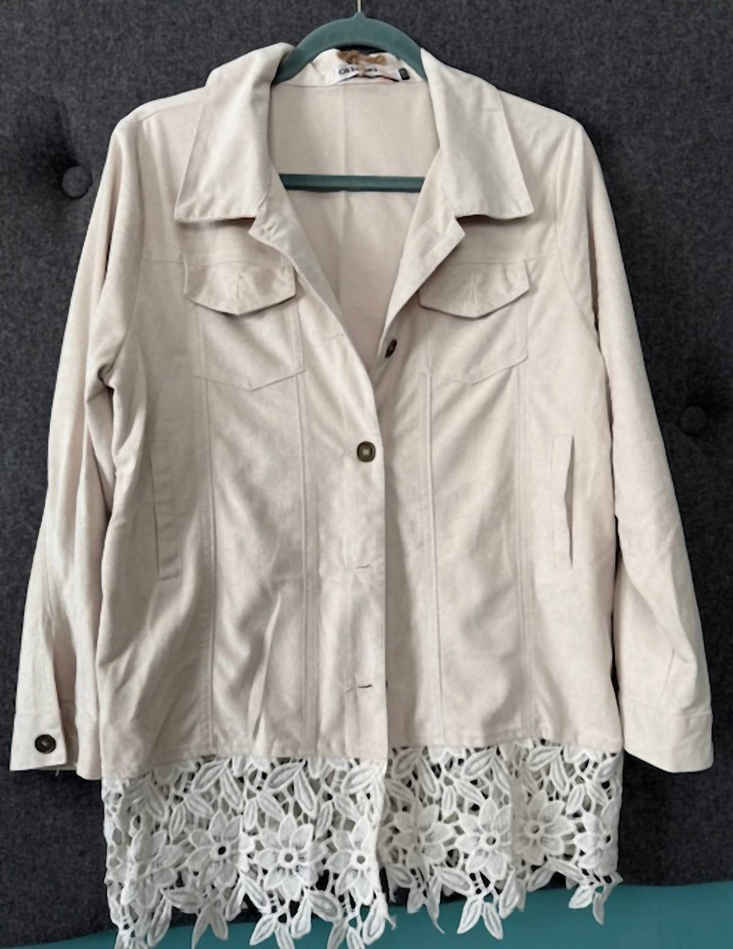 Origami - Women's Faux suede top button up