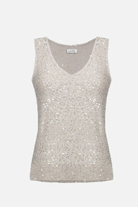 Joseph Ribkoff Sequins Yarn V-Neck Camisole in moonstone - women's shirt - alternate view