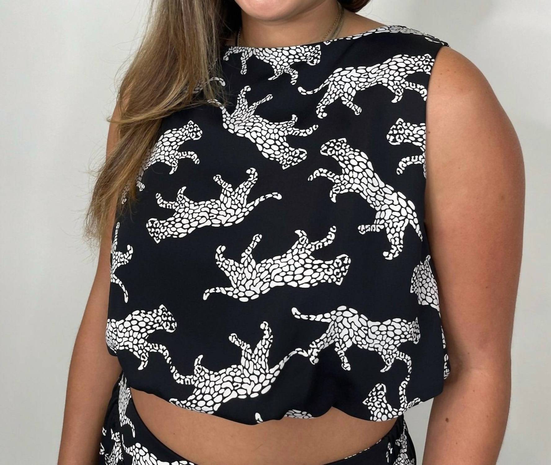 Kld. Signature - Animal Print Bubble Hem Crop Top