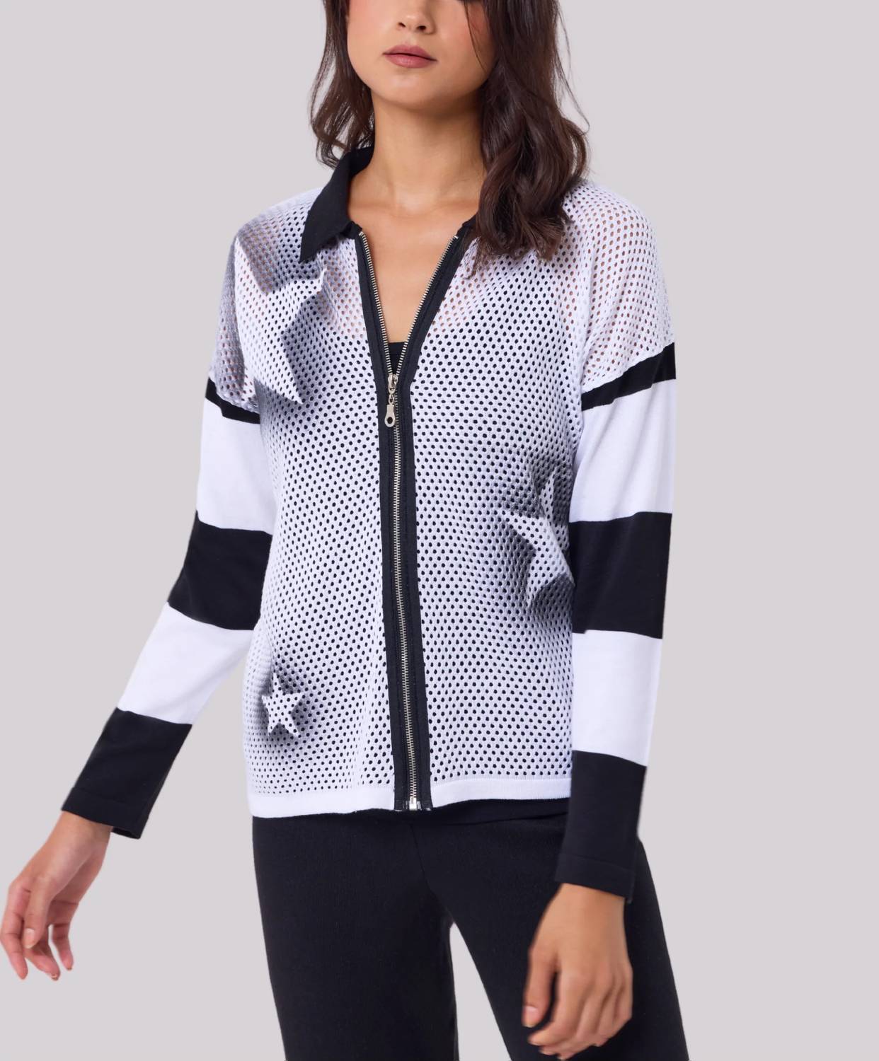 Angel Apparel - Crochet Star Zip-Up Jacket