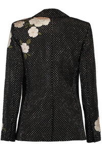 alice + olivia Macey Embellished Notch Lapel Blazer in black hematitie - women's jacket - view 7