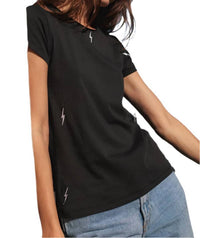 catherine gee Embroidered Bolt Cotton T-shirt in black - women's t-shirt - detail view