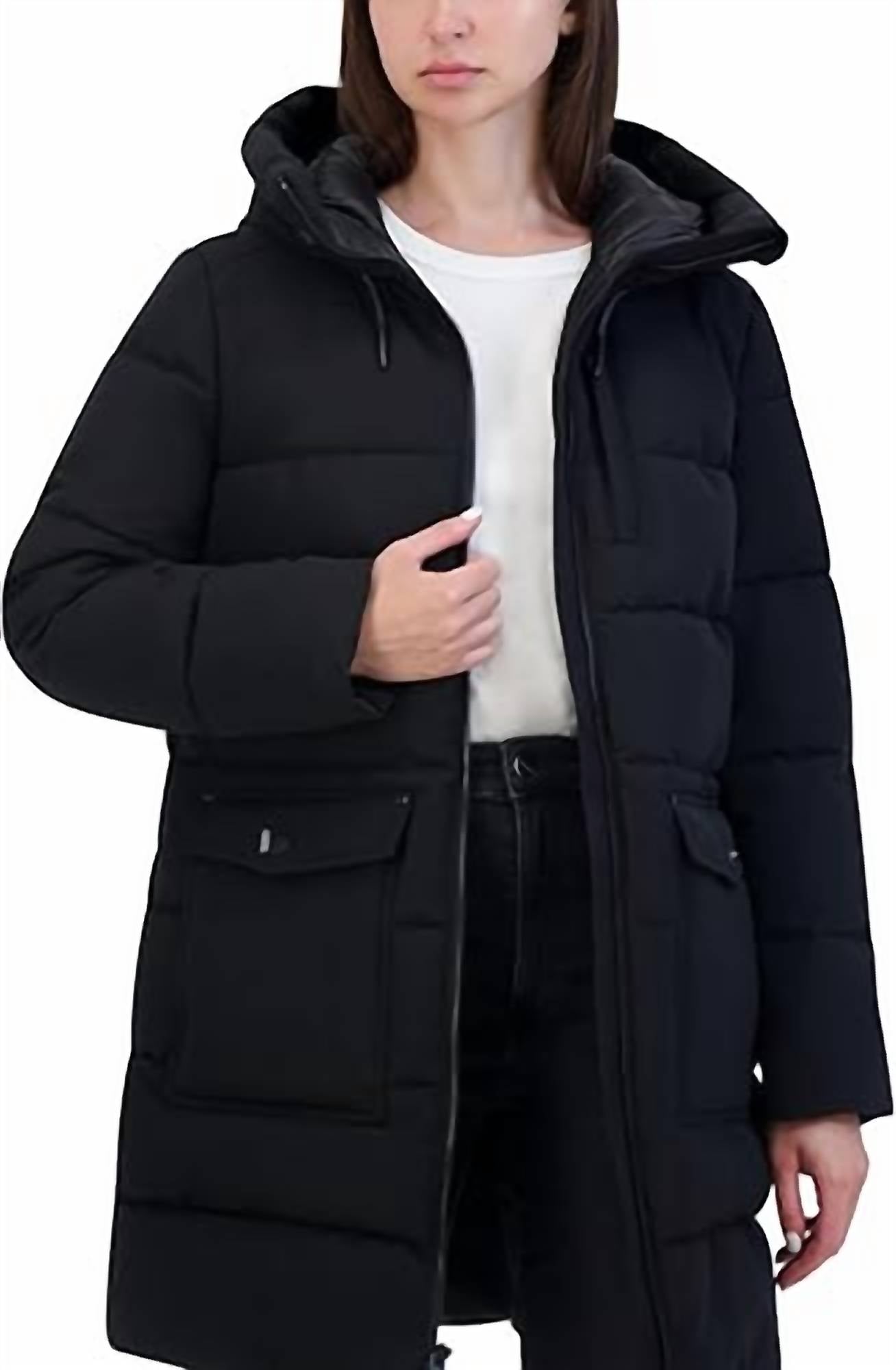 HFX Outdoor Long Hooded Puffer Coat in black - women's jacket - view 4
