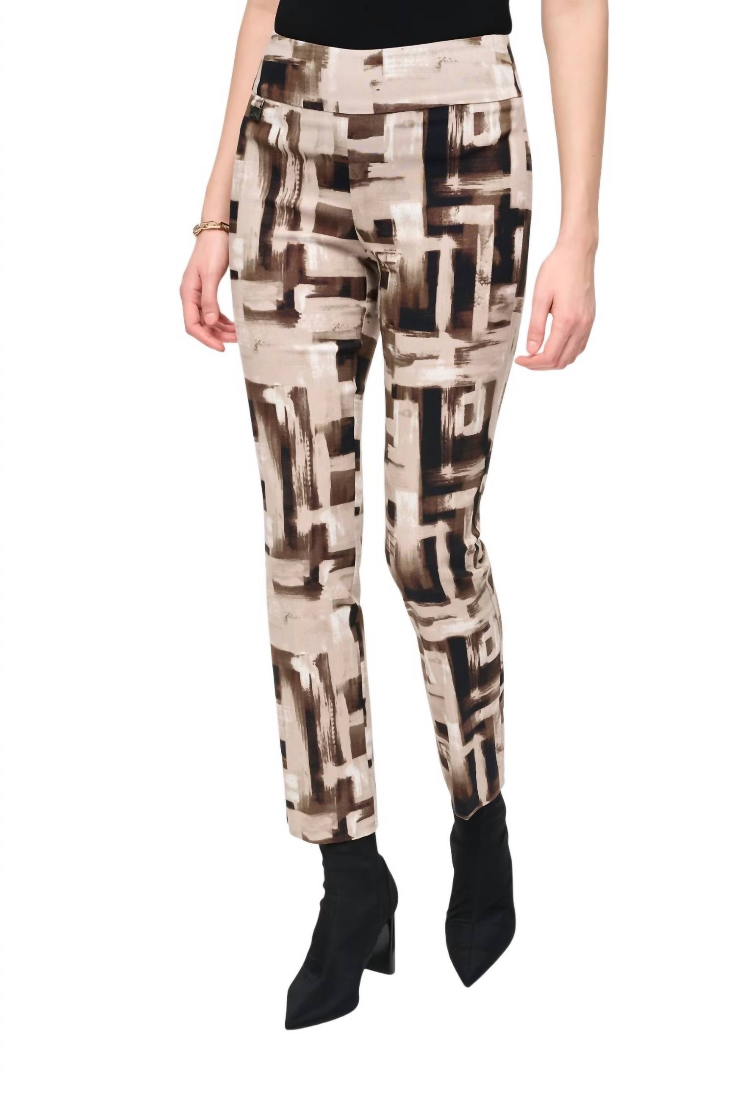 Joseph Ribkoff Slim Fit Full Length Trousers in vanilla multi - women's pants