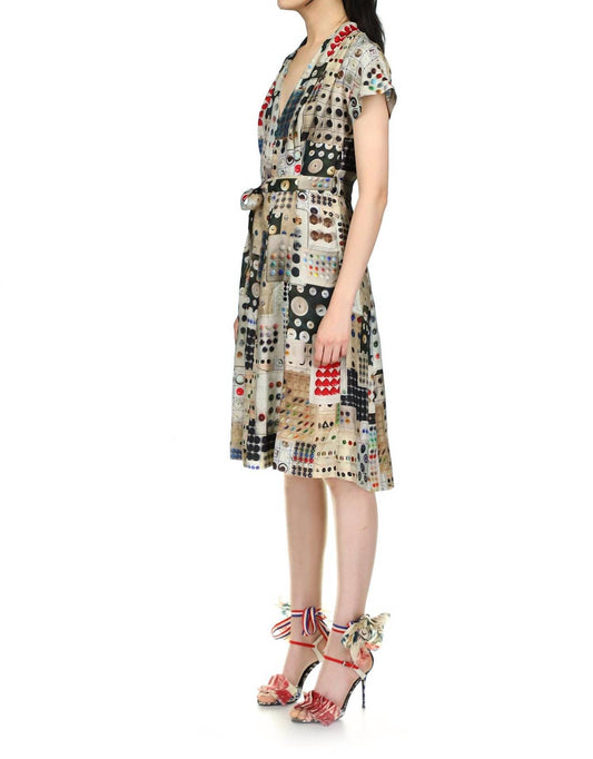 Libertine - Button Card Shoppe Tuck Pleat V Neck Dress