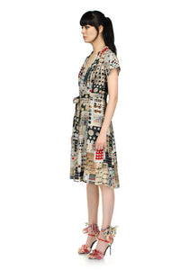 Libertine - Button Card Shoppe Tuck Pleat V Neck Dress